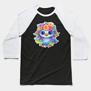 Floral Pastel Owl Fantasy Baseball T-Shirt